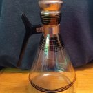 Vintage Glass Carafe with Cork Top and Brown Bands (197)